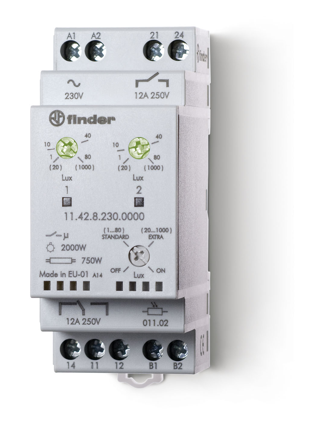 Finder 114282300000 Alkonykapcsoló, 1v + 1z. érintkező, 12A