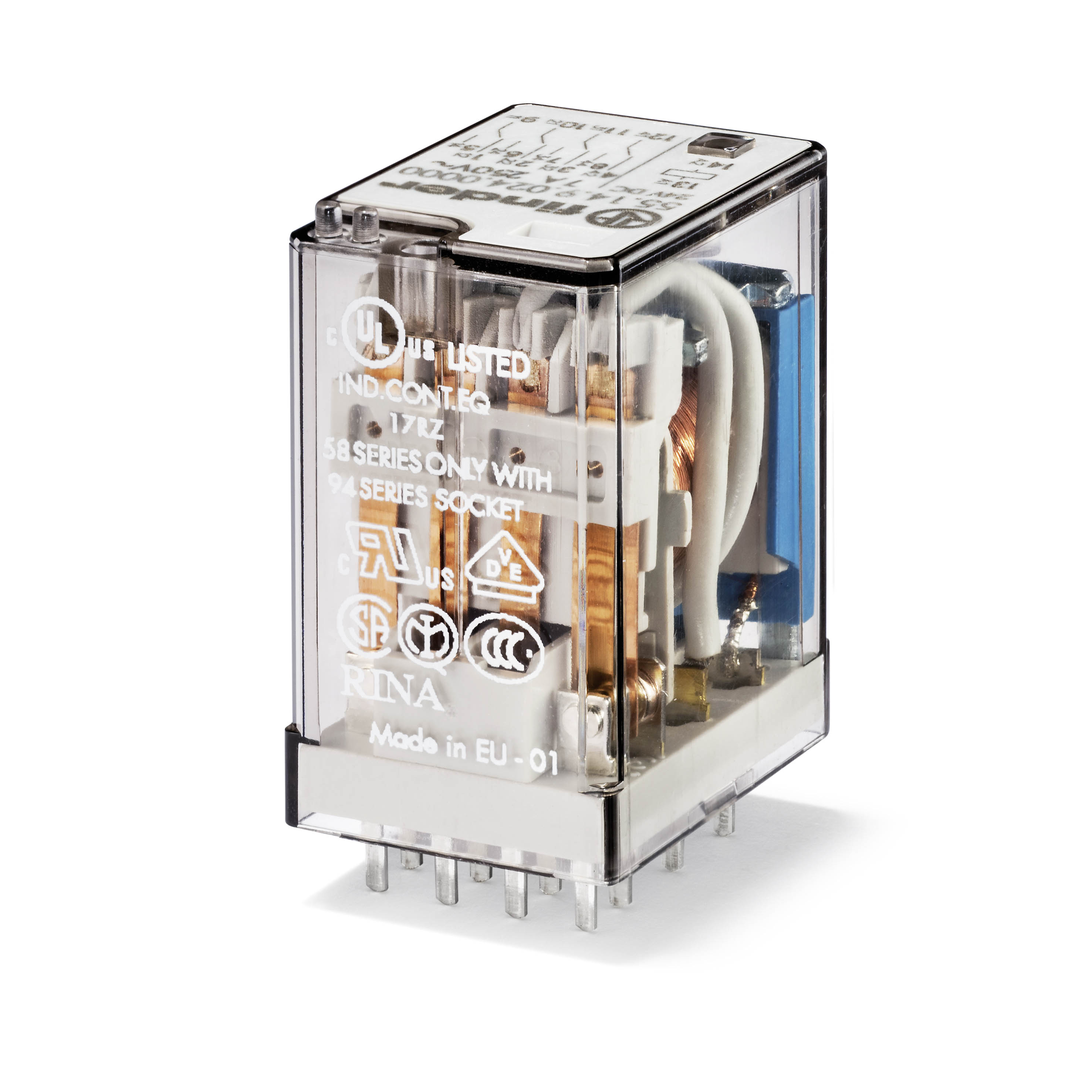 Finder 551490240000 Miniatűr ipari relé, 4 váltóé, 7A termékfotó