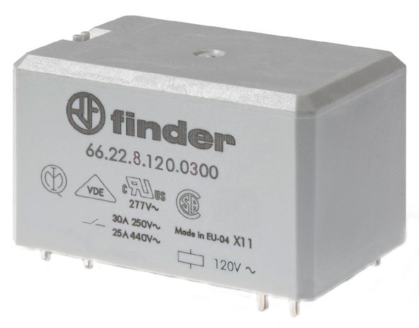Finder 662280240300 Teljesítményrelé, 2 záróé, 30A termékfotó