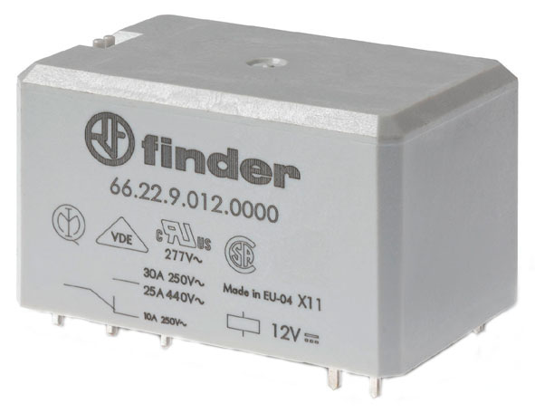Finder 662290120000 Teljesítményrelé, 2 váltóé, 30A termékfotó
