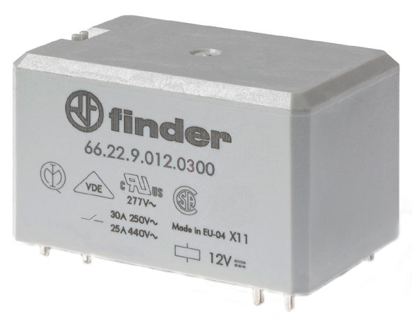 Finder 662290120300 Teljesítményrelé, 2 záróé, 30A termékfotó
