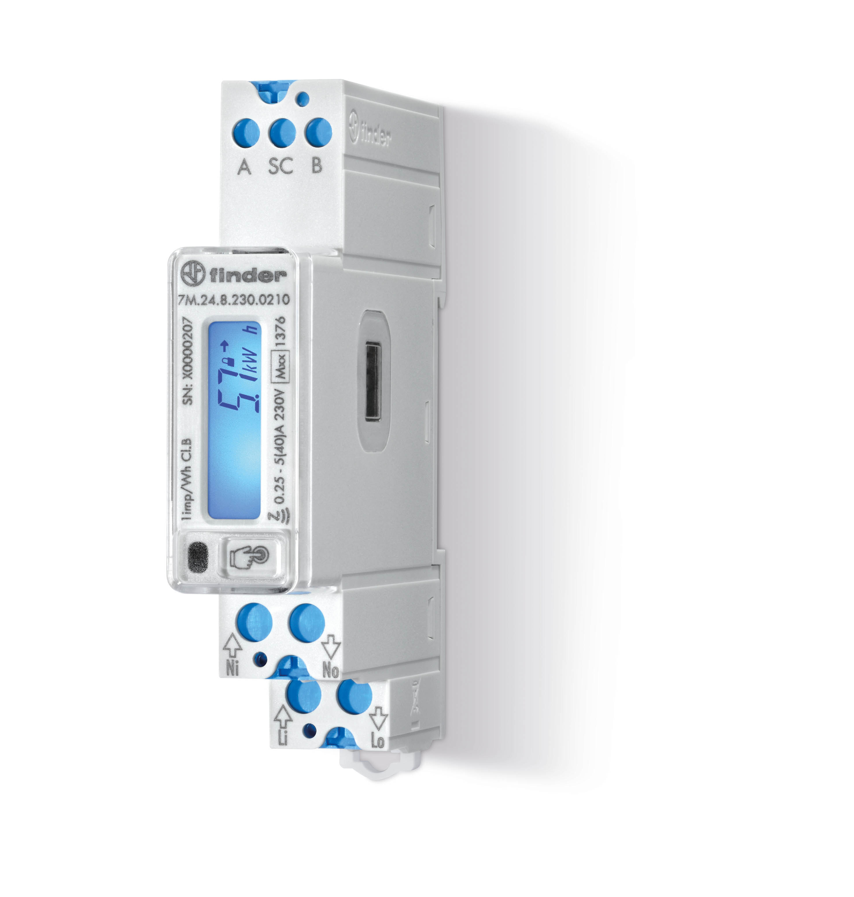 Finder 7M2482300210 Fogyasztásmérő, MID-hiteles, NFC, ModBus