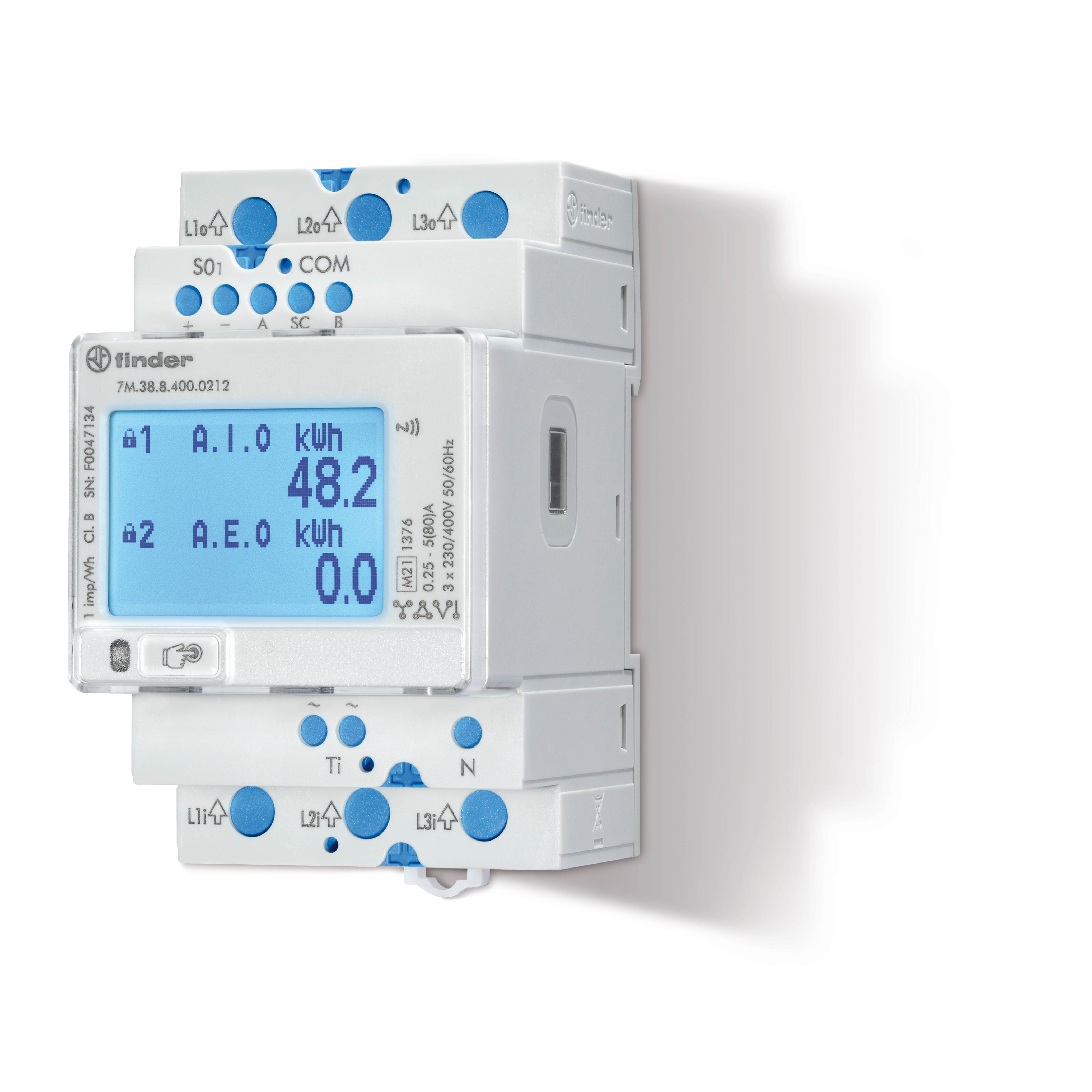 Finder 7M3884000212 Fogyasztásmérő, MID-hiteles, NFC, ModBus