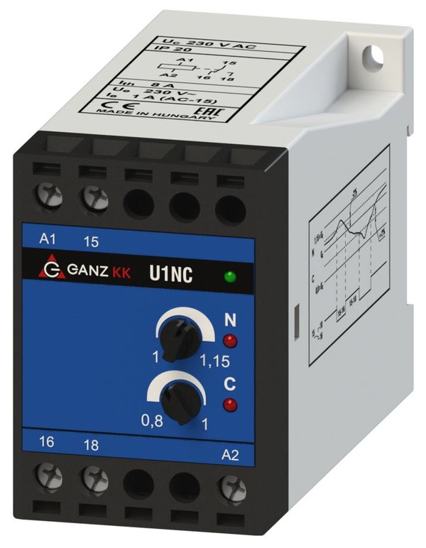 GanzKK U1NC/230V egyfázisú feszültségrelé