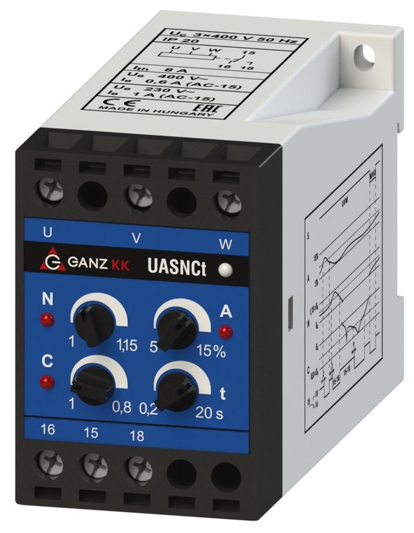 GanzKK UASNCt/3x400V háromfázisú feszültségrelé termékfotó