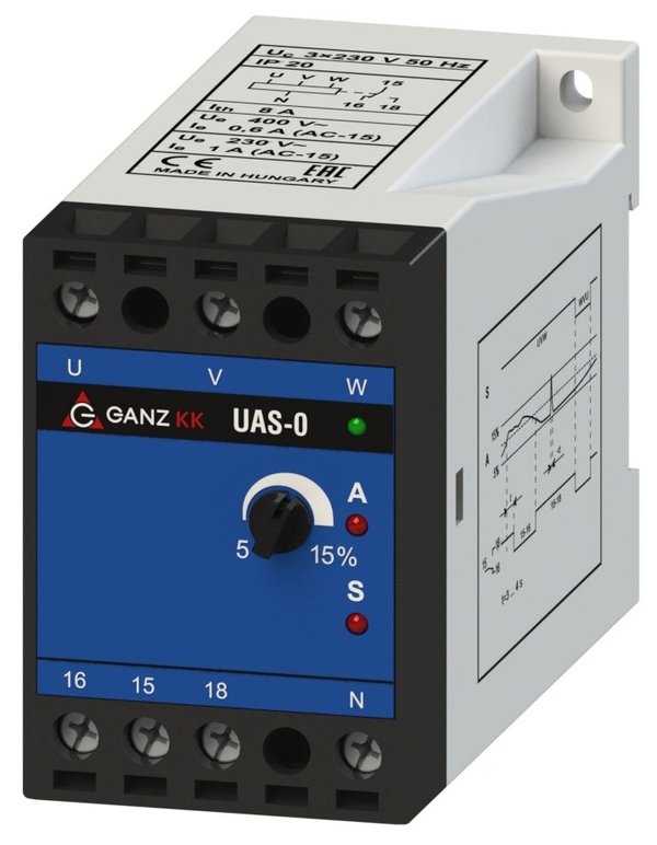 GanzKK UAS-O/3X230V/400V AC háromfázisú feszültségrelé