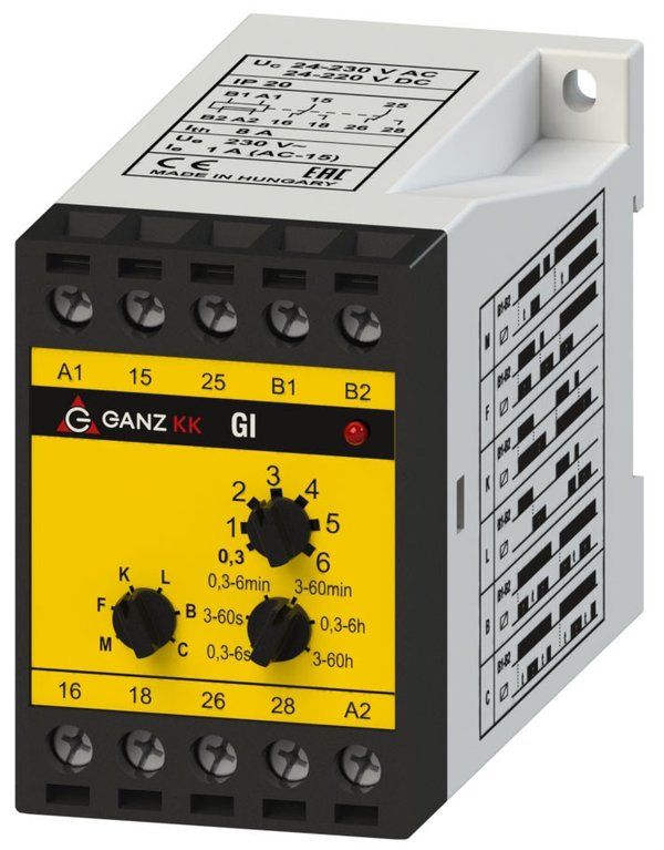 GanzKK Időrelé GI UNI 24...230 V AC/DC termékfotó