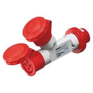 Gewiss Csatlakozó elosztók 2 kimenettel IP67 - Csatlakozó dugó 16A - 2 csatlakozó-aljzat 3P+E 400V 50/60HZ - Piros - 6H termékfotó