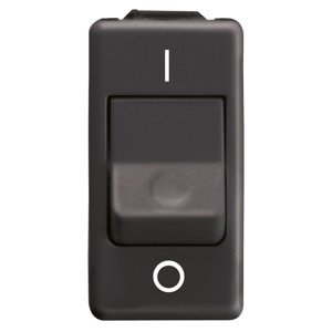 Gewiss Kétpólusú kapcs. 2P 250V ac - Nagy igénybevétellel járó alkalmazásokhoz - 25A - Semleges - Szimbólum: 0/I - 1 modul - System black