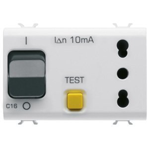 Gewiss Reteszelő kapcsolós csatlakozó-aljzat - 2P+E 16A - P17-P11 - Áram-védőkapcsolóval 1P+N 16A - 230 V AC - 3 modulos - Szatén fehér-chorusmart termékfotó
