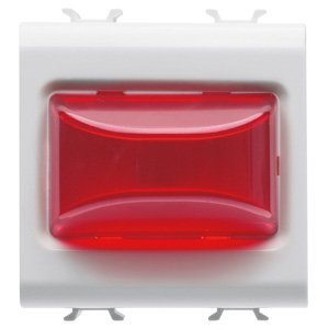 Gewiss Domború jelzőlámpa - 12V AC/DC / 230 V AC 50/60 hz - Piros - 2 modulos - Szatén fehér - CHORUSMART