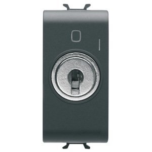 Gewiss Nyomógomb 2P 250V AC - NO 10A - Kulccsal - 1 modulos - Szatén fekete - CHORUSMART