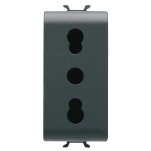 Gewiss Olasz szabvány szerinti csatlakozó-aljzat 250V AC - 2P+E 16A kombinált - P11 - P17 - 1 modulos - Szatén fekete - CHORUSMART termékfotó