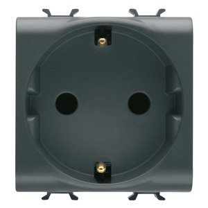 Gewiss Német szabvány szerinti csatlakozó-aljzat 250V AC - 2P+E 16A - 2 modulos - Szatén fekete - CHORUSMART termékfotó