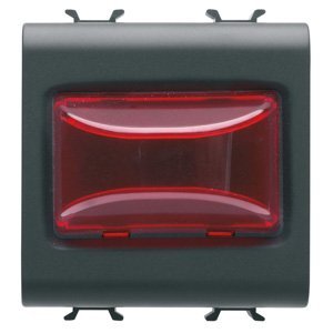 Gewiss Domború jelzőlámpa - 12V AC/DC / 230 V AC 50/60 hz - Piros - 2 modulos - Szatén fekete - CHORUSMART termékfotó