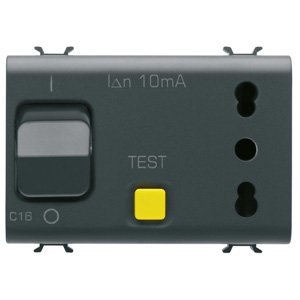 Gewiss Reteszelő kapcsolós csatlakozó-aljzat - 2P+E 16A P17/P11 - Áram-védőkapcsolóval 1P+N 16A - 230 V AC - 3 modulos - Szatén fekete - CHORUSMART termékfotó