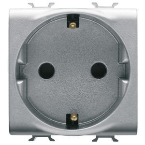Gewiss Német szabvány szerinti csatlakozó-aljzat 250V AC - Elülső oldali vezetékcsatlakozók - 2P+E 16A - 2 modulos - Titánium - CHORUSMART