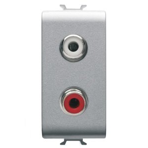 Gewiss AUDIO/VIDEO csatlakozó-aljzat - Dupla rca csatlakozóval - 1 modulos - Titánium - CHORUSMART termékfotó
