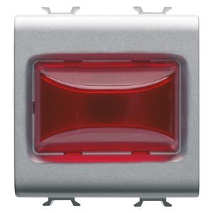 Gewiss Domború jelzőlámpa - 12V AC/DC / 230 V AC 50/60 hz - Piros - 2 modulos - Titánium - CHORUSMART