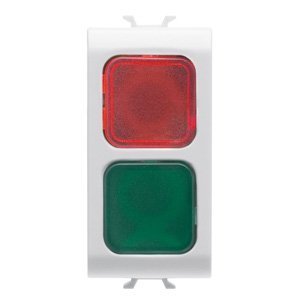 Gewiss Dupla jelzőlámpa - PIROS/ZÖLD - 1 modulos - Szatén fehér - CHORUSMART