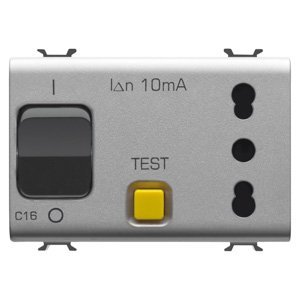 Gewiss Reteszelő kapcsolós csatlakozó-aljzat - 2P+E 16A P17/P11 - Áram-védőkapcsolóval 1P+N 16A - 230 V AC - 3 modulos-titánium-chorusmart termékfotó