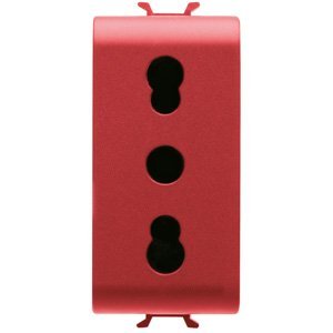Gewiss Olasz szabvány szerinti csatlakozó-aljzat 250V AC - Dedikált áramkörökhöz - 2P+E 16A kombinált - P11-P17 - 1 modulos - Piros - CHORUSMART termékfotó