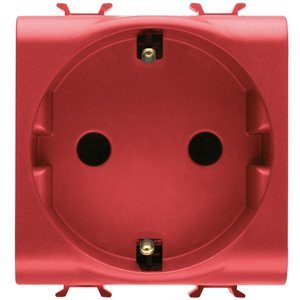 Gewiss Német szabvány szerinti csatlakozó-aljzat 250V AC - Dedikált áramkörökhöz - 2P+E 16A - 2 modulos - Piros - Antibakteriális - CHORUSMART termékfotó