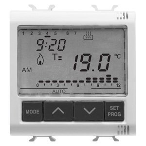 Gewiss Időzítős termosztát - NAPI/HETI programozású - 230 V AC 50/60Hz - 2 modulos -fényes fehér - CHORUSMART