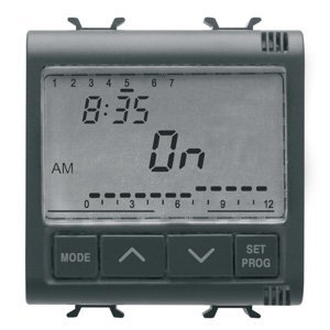 Gewiss Elektronikus NAPI/HETI időkapcsoló - 1-CSATORNÁS - 230 V AC 50/60Hz - 2 modulos - Szatén fekete - CHORUSMART termékfotó