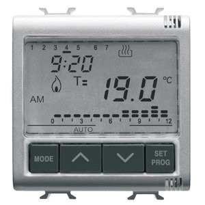 Gewiss Időzítős termosztát - NAPI/HETI programozású - 230 V AC 50/60Hz - 2 modulos - Titánium - CHORUSMART