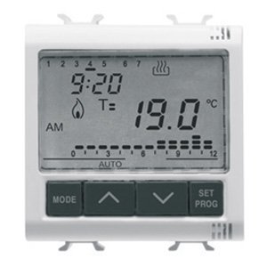Gewiss Időzítős termosztát - NAPI/HETI programozás- 230V ac 50/60Hz - 2 modul - System white