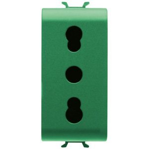 Gewiss Olasz szabvány szerinti csatlakozó-aljzat 250V AC - Dedikált áramkörökhöz - 2P+E 16A kombinált - P11-P17 - 1 modulos - Zöld - CHORUSMART