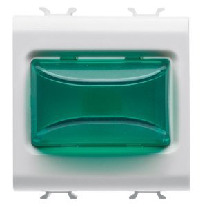 Gewiss Domború jelzőlámpa - 12V AC/DC / 230 V AC 50/60 hz - Zöld - 2 modulos - Szatén fehér - CHORUSMART