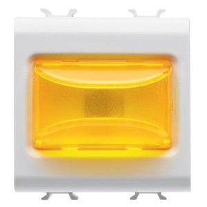 Gewiss Domború jelzőlámpa - 12V AC/DC / 230 V AC 50/60 hz - Borostyánsárga - 2 modulos - Szatén fehér - CHORUSMART
