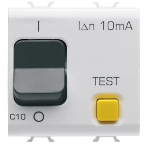 Gewiss Áram-védőkapcsoló túláramvédelemmel - Karakterisztika: C - Típus: A - 1P+N 10A 230 V AC 10mA - 2 modulos - Fényes fehér - CHORUSMART termékfotó