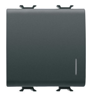 Gewiss Nyomógomb 1P 250V AC - NO 16A - Jelzőfényezhető - 2 modulos - Szatén fekete - CHORUSMART