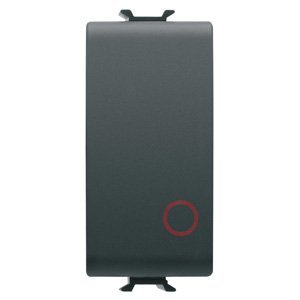 Gewiss Nyomógomb 1P 250V AC - NC 16A - Piros "0" szimbólummal - 1 modulos - Szatén fekete – CHORUSMART