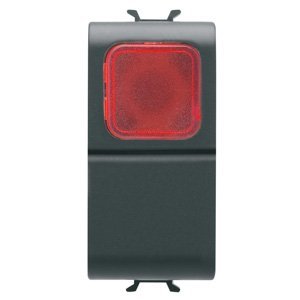 Gewiss Nyomógomb 1P 250V AC - NO 16A - Piros fénykibocsátó lencse - 1 modulos - Szatén fekete - CHORUSMART termékfotó