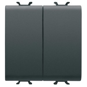 Gewiss Váltókapcsoló + nyomógomb - 250V AC - Rugós vezetékbekötés - 1P 16AX / 1P NO 16A - 2 modulos - Szatén fekete - CHORUSMART