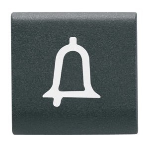 Gewiss Cserélhető kapcsológomb - 22X22MM - Csengő szimbólummal - Szatén fekete - CHORUSMART