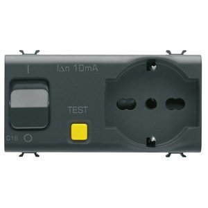 Gewiss Reteszelő kapcsolós csatlakozó-aljzat - 2P+E 16A P40 - Áram-védőkapcsolóval 1P+N 16A - 230 V AC - 4 modulos - Szatén fekete - CHORUSMART termékfotó
