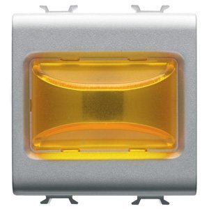 Gewiss Domború jelzőlámpa - 12V AC/DC / 230 V AC 50/60 hz - Borostyánsárga - 2 modulos - Titánium - CHORUSMART