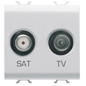 Gewiss Tv-sat csatlakozó-aljzat - Végzáró - 2 modulos - Szatén fehér - CHORUSMART