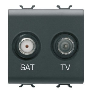 Gewiss Tv-sat csatlakozó-aljzat - Végzáró - 2 modulos - Szatén fekete - CHORUSMART termékfotó