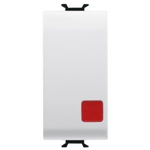 Gewiss Nyomógomb 1P 250V AC - Nc+no 16A - Stop - Piros fénykibocsátó lencse - 1 modulos - Szatén fehér - CHORUSMART