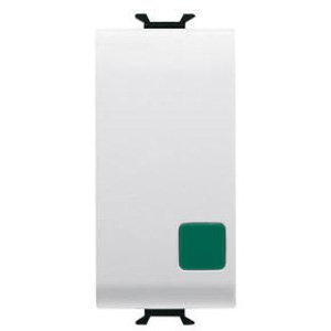 Gewiss Nyomógomb 1P 250V AC - No+nc 16A - Start - Zöld fénykibocsátó lencse - 1 modulos - Szatén fehér - CHORUSMART
