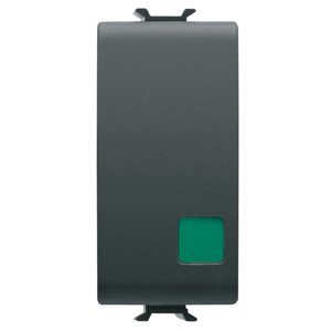 Gewiss Nyomógomb 1P 250V AC - No+nc 16A - Start - Zöld fénykibocsátó lencse - 1 modulos - Szatén fekete – CHORUSMART
