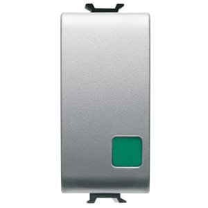 Gewiss Nyomógomb 1P 250V AC - No+nc 16A - Start - Zöld fénykibocsátó lencse - 1 modulos - Titánium – CHORUSMART