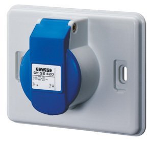 Gewiss Iec 309 szabvány szerinti ipari csatlakozó-aljzatok - RAL 7035 szürke - 2P+E - 16A 230V - IP44 termékfotó