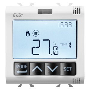 Gewiss Termosztát páratartalom szabályozással - Knx - 2 modulos - Szatén fehér - CHORUSMART